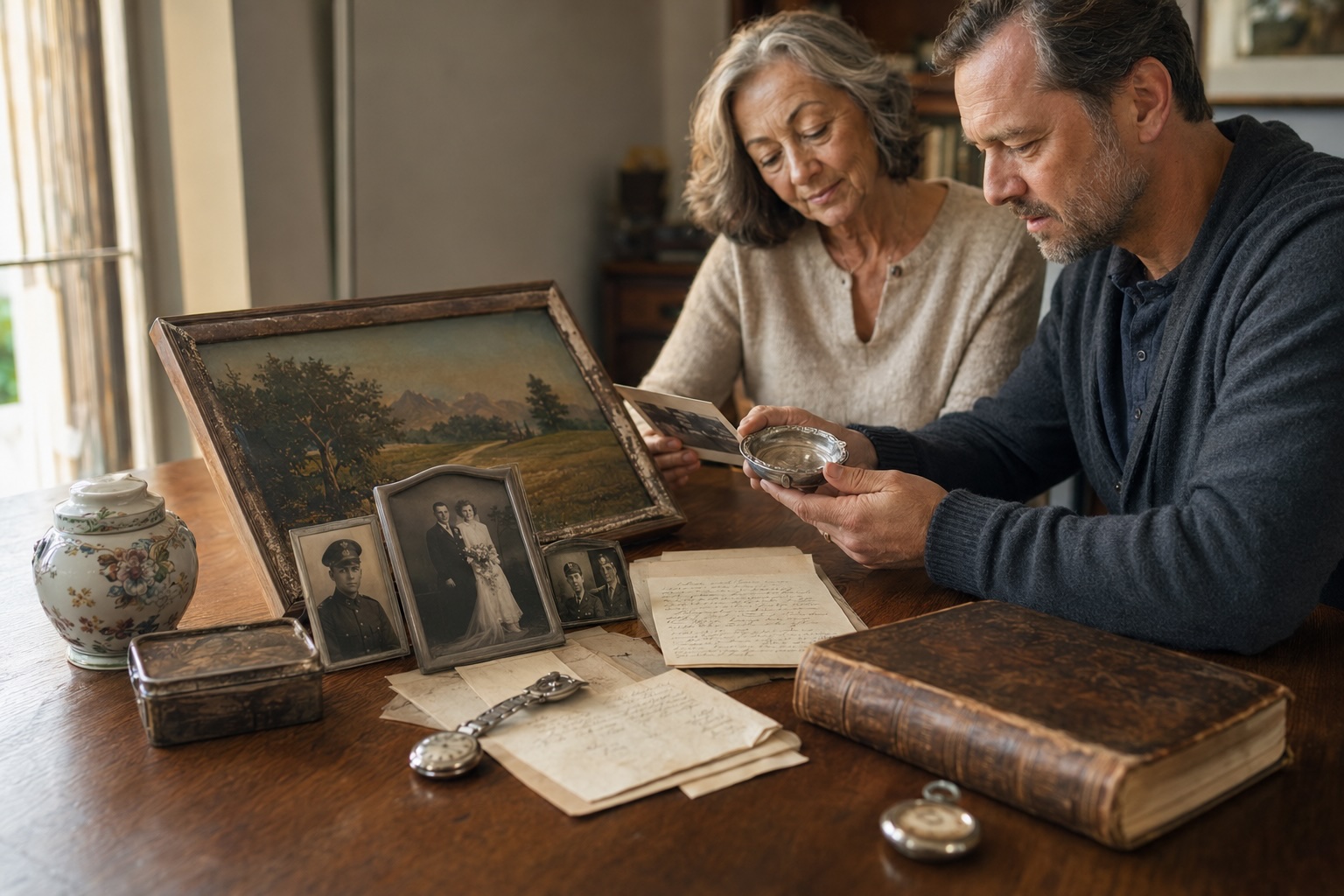 Family heirlooms being carefully reviewed