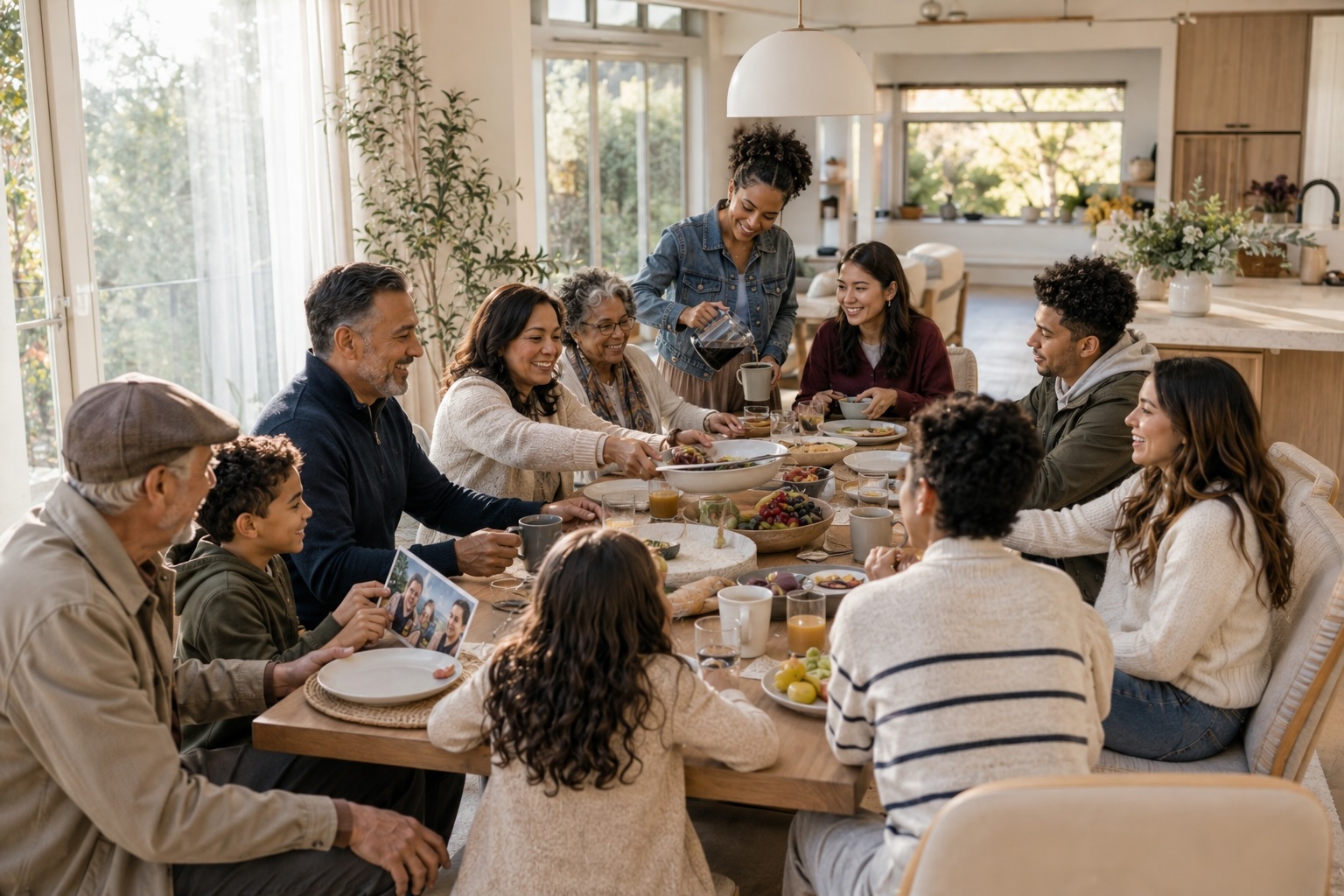 A family gathered together in a welcoming retreat